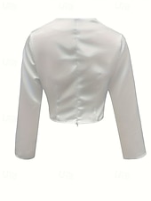 tanie Eleganckie bluzki-Damskie Elegancki Top satynowy Letnie szczyty Bluzka Z marszczeniami Niejednolita całość W fałdki Równina Elegancja Zabytkowe damska Długi rękaw W serek Zwykłe topy Codzienny Praca Święto Biały Lato