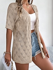economico Bluse Semplici-Per donna Tunica Top estivi Blusa Top traforato Traforato Semplice Elegante Classico Moderno Manica Corta Top lunghi Quotidiano Ferie Uscire Bianco Rosa Cachi Estate Primavera