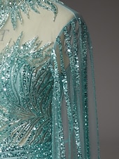  Sirena Tromba Strascico a Terra Perline ricamate Abito da invitata a nozze Abito Formale Abito da Sera Elegante Scintillante Stile Celebrità Senza Maniche Girocollo Festa serale Matrimonio Shiena