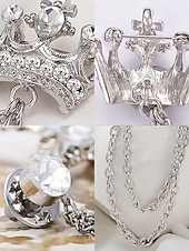 levne Svatba ACC-Pánská klopová brože s korunkou a řetízkem, materiál slitina, dostupné ve zlaté a stříbrné barvě, ideální pro svatby a večírky