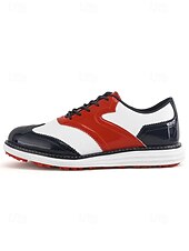 voordelige Heren Golf Schoenen-Rode en witte golfschoenen voor heren, ademend bovenwerk met gripvaste buitenzool, lichtgewicht en comfortabel, ideaal voor golfers en buitensporters.