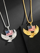  Az Egyesült Államok 250. évfordulós Férfi Ötvözet Nyaklánc Sas és Amerikai Zászló Medállal Arany és Ezüst Színben Ideális a Függetlenség Napjára és Ünnepségekre