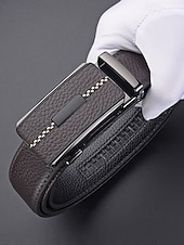 cheap Wedding Accessories-Men's Genuine Leather Automatic Buckle Belt in Black &amp; Coffee, Classic Business Dress Belt for Men, Durable Real Leather, Adjustable Fit, Ideal for Weddings, Business Meetings &amp; Formal Occasions