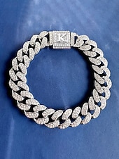 billiga Herrsmycken-Herrarmband i legeringskedja med alfabetets initialer – personligt kristallbesatt armband för alla hjärtans dag, bröllop och presenter