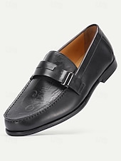 cheap Loafers-Men's Black Leather Loafers – Premium Design, Classic Style, Perfect for Weddings, Church Ceremonies and Formal Occasions