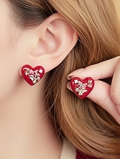 billige Valentinsdag-Hjerteøreringer til dame, legeringsmateriale, flere hjertestiler, søt og romantisk design, passer for kvinner, perfekt til valentinsdagen, bryllup og romantiske anledninger