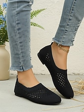 economico Ballerine da donna-scarpe slip-on da donna in Flyknit traforato azzurro cielo – design traspirante e leggero per passeggiate quotidiane, lavoro, shopping, viaggi e comfort casual