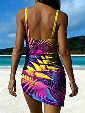 Χαμηλού Κόστους Τανκίνι-Γυναικεία Μαγιό τανκίνι Φούστα Μαγιό Κορδόνι Πλεκτό Κομψό Διακοπές Φλοράλ Γραφική Λαιμόκοψη U Αμάνικο Μαγιό