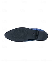 cheap Derby Shoes-Men's Blue Patent Leather Crocodile Print Slip-on Shoes - Elegant Formal Footwear for Business and Evening Gatherings and Weddings