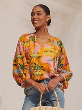 levne Halenky a košile-letní splývavý šifonový květinový top