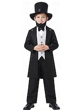 Set 250e anniversaire des États-Unis Rétro Vintage Médiéval Tenues Manches longues Lincoln Déguisement Garçons Costume de Carnaval Carnaval Jour de l'indépendance Mascarade 4 juillet Enfant Costume