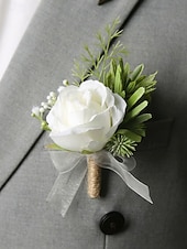 preiswerte Hochzeit ACC-Herren-Ansteckblume und Handgelenkschmuck aus Kunstblumen – Materialmix – perfekt für Hochzeiten und Partys
