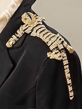 halpa Häät ACC-Miesten metalliseoksesta valmistettu tiikeririntaneula, kulta- ja hopeanvärisiä vaihtoehtoja, kristallikoristeinen, tyylikäs asuste häihin ja illallisjuhliin