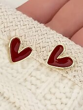 billige Valentinsdag-Hjerteøreringer til dame, legeringsmateriale, flere hjertestiler, søt og romantisk design, passer for kvinner, perfekt til valentinsdagen, bryllup og romantiske anledninger