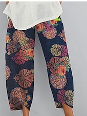 billige Straight-Leg Bukser-Dame Capri-bukser Sommerbukser Harem-bukser Ferie Grunnleggende Fritid Kalv lengde Middels midje عادي Lomme Elastisk midje comfy Myk Bekvem Mikroelastisk utendørs Feriereise Gate Blå Svart Hvit Rød