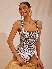 billige designer badetøy-Vintage leopardsmykker stretch badedrakt