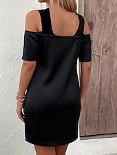preiswerte schwarzes Minikleid-Damen Minikleid schwarzes kleid Cocktailkleid Sommerkleid Einfarbiges Kleid Aktiv Mode Modern Täglich Urlaub Ferien Normale Passform Einfach Kurzarm V Ausschnitt Schwarz Sommer Frühling