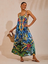 Недорогие Jumpsuits-комбинезон из шелкового атласа с перьями для вечеринки в джунглях