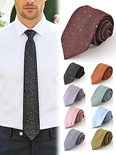 Недорогие Свадьба ACC-Мужской галстук из полиэстера с эффектом мерцания – в нескольких цветах, элегантный для свадеб и ужинов, однотонный с легким мерцающим эффектом.