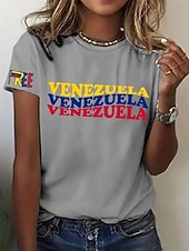 economico Maglietta di Umorismo &amp; Citazioni-Per donna Maglietta Stampato Grafico Lettera Elegante Classico Casual Manica Corta Girocollo Top Regolari Quotidiano Blu Nero Bianco Grigio Estate Primavera