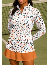 Χαμηλού Κόστους Γυναικείο πουκάμισο-Γυναικεία Άνθινο Σποτ Ομίχλης Πουκάμισο Αθλητικό πουκάμισο Φανέλα POLO Πουκάμισο τένις Μακρυμάνικο Φερμουάρ Λουλουδάτο UPF50+ Ανθεκτικό στην υπεριώδη ακτινοβολία Υψηλή Ελαστικότητα Ύγρανση Αναπνέει