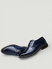 cheap Oxford Shoes-Men's Oxfords Derby Shoes Dress Shoes Business Classic Daily Office &amp; Career Party &amp; Evening Leather Cowhide Wear Proof Lace-up Black Yellow Blue Spring Fall