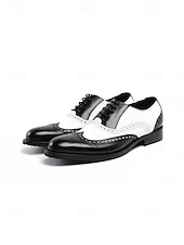 economico Scarpe Oxford-scarpe eleganti da uomo bicolore, stile oxford marrone e bianco, design con lacci, look vintage elegante per matrimoni e occasioni formali
