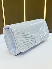 cheap Wedding Accessories-Women's Elegant Evening Clutch Bag, Polyester Shimmer Pleated Design with Chain Shoulder Strap, Multi-Color Formal Handbag for Weddings, Receptions &amp; Dinner Parties