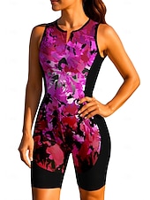 tanie Odzież triathlonowa dla kobiet-Damskie Koszulka rowerowa Kombinezon Koszulka zjazdowa Bez rękawów Lato Wiosna Jesień Niebieski Żółty Granatowy Geometryczny Gradient Rower Filtr przeciwsłoneczny Odporny na UV Wkładka 3D Kolarstwo