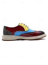 economico Scarpe Oxford-scarpe brogue in similpelle colorate da uomo, calzature formali da lavoro per matrimoni, scarpe eleganti per lo sposo e gli invitati al matrimonio