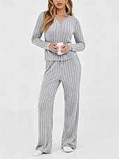abordables Trajes de blusa para mujer-Mujer Conjuntos de dos piezas Conjuntos de pantalones Bolero Manga Larga Escote en Pico Color sólido Elegante Moda Ropa de calle Casual Diario Exterior Negro Vino Morado Primavera Ajuste regular