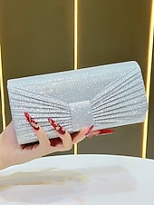 cheap Wedding Accessories-Women's Elegant Evening Clutch Bag, Polyester Shimmer Pleated Design with Chain Shoulder Strap, Multi-Color Formal Handbag for Weddings, Receptions &amp; Dinner Parties