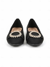 Χαμηλού Κόστους Μητέρα της Νύφης/του Γαμπρού-Γυναικεία μαύρα φλατ παπούτσια με αγκράφα και στρας, κομψά χαμηλοτάκουνα παπούτσια για τη μητέρα της νύφης σε ρουστίκ γάμους σε αχυρώνα