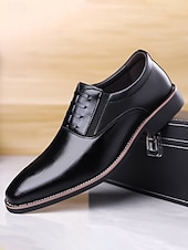 baratos Sapatos Oxford-Sapatos sociais masculinos marrons com cadarço – elegantes e confortáveis, com acabamento em verniz brilhante, perfeitos para casamentos e eventos formais.