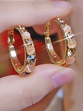 levne Dámská náušnice-Dámské kruhové náušnice s drahokamy a kamínky – více barev, materiál ze slitiny, elegantní design, ideální na dovolenou a párty