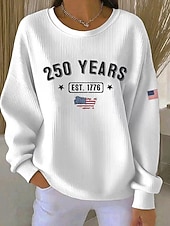 economico Magliette Giorno dell’Indipendenza-Giorno dell'Indipendenza Anniversario Americano Patriottico Maglione Pullover Testurizzato per Donna Maglione Grafico Lettera Casual Maniche Lunghe Collo Crew Casual Casa Strada Blu Nero Bianco Rosso
