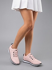 abordables Zapatos de Golf para Mujeres-Zapatos de golf rosas para mujer: zapatillas de golf elegantes y ligeras para mujer, suela amortiguadora para jugar al golf, entrenar, caminar y uso diario.
