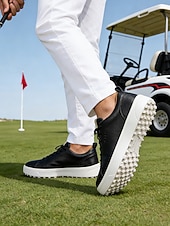 levne Pánské golfové boty-Pánské bílé golfové boty, čistý šněrovací design, lehká polstrovaná podrážka, klasický sportovní styl pro golfová hřiště a outdoorové nošení