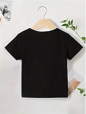 preiswerte Mädchens 3D verspielter Humor-100% Baumwolle Kinder Mädchen Schwarz Grafik Schleife T-Shirt Rundhalsausschnitt Kurzarm Urlaub Sport &amp; Outdoor Alltagskleidung Sport Mode Lässig Drucken Sommer Frühling