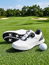 cheap Women's Golf Shoes-Women's White Red Golf Shoes – Lightweight Breathable Spiked Golf Sneakers for Women, Stable Cushioning for Golf Course, Training, Walking &amp; Daily Wear