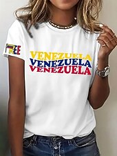 economico Maglietta di Umorismo &amp; Citazioni-Per donna Maglietta Stampato Grafico Lettera Elegante Classico Casual Manica Corta Girocollo Top Regolari Quotidiano Blu Nero Bianco Grigio Estate Primavera