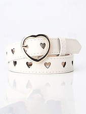 baratos Dia dos Namorados-Cinto feminino ajustável com fivela em formato de coração, em couro sintético, disponível em diversas cores, perfeito para presentes de Dia dos Namorados e para uso diário.
