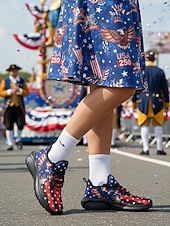 ieftine Pantofi de damă-Statele Unite 250 de ani Aniversarea Pantofilor sport negri pentru femei cu imprimeu steagul SUA cu design cu vultur încălțăminte patriotică pentru Ziua Independenței parade festivaluri alergat și