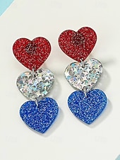  Boucles d'oreilles pendantes et créoles pour femmes du 250e anniversaire des États-Unis en acrylique vintage actif avec étoile pentagramme quotidienne