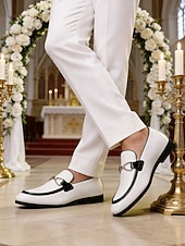 cheap Loafers-Men's White Slip-On Shoes – Elegant and Modern Design for Weddings and Formal Occasions