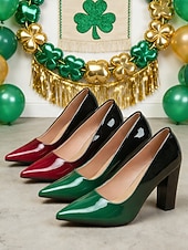  Naisten mustat ja vihreät ombre-lakkanahkaiset avokkaat – teräväkärkiset, korkeat lohkokorot ja kimaltavat kengät Pyhän Patrickin päivän juhliin ja juhlatilaisuuksiin &lumoavat naiset