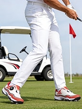 cheap Men's Golf Shoes-Men's Red and White Golf Shoes with Shock Absorption, Comfortable Footwear for Golf &amp; Active Lifestyles