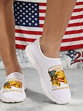  250-летний юбилей США Мужские патриотические графические кроссовки - легкие дышащие повседневные слип-оны обувь с принтом американского флага для парадов путешествий уличной моды и повседневной носки
