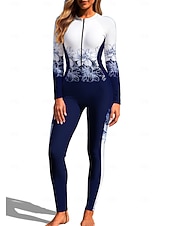 お買い得  ワンピースラッシュガード-女性用 レギュラー ラッシュガード フルボディラッシュガード ワンピースサーフィンスーツ 花 トロピカル風 カラーブロッキング ジッパーを閉める 内蔵ブラ付き フロントファスナー UVサンプロテクション フルカップ UPF50+ 長袖 フルボディー スイムウェア ボディスーツ サーフィン カヌー ビーチ 夏