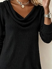 ieftine Rochie albă-Pentru femei Rochie Mini Rochii Tricot Rochie teacă Casual Zilnic Fit regulat Simplu Manșon Lung Glugă Gât Negru Alb Bej Gri Toamnă Iarnă